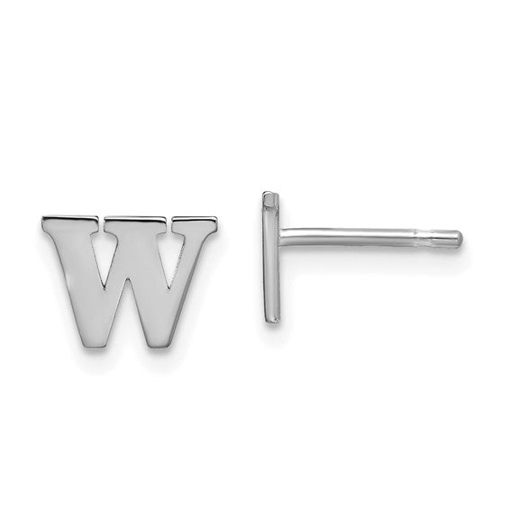 Initial Post Earrings - Rhodium Plated Sterling Silver