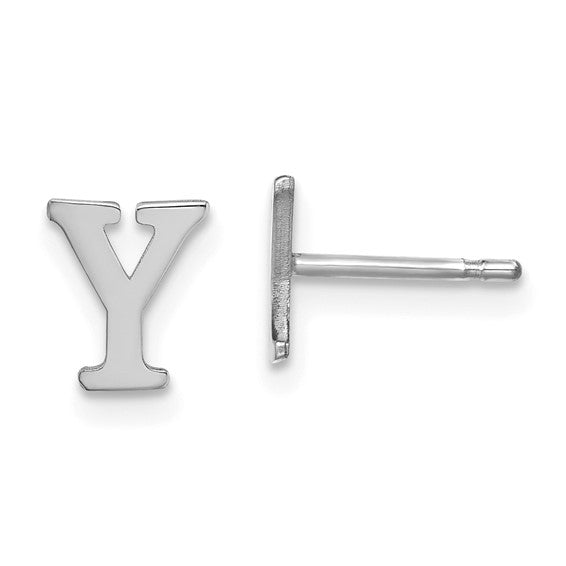 Initial Post Earrings - Rhodium Plated Sterling Silver