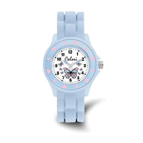 Colori Kid 30mm Butterflies Dial with Light Blue Silicone Band Watch