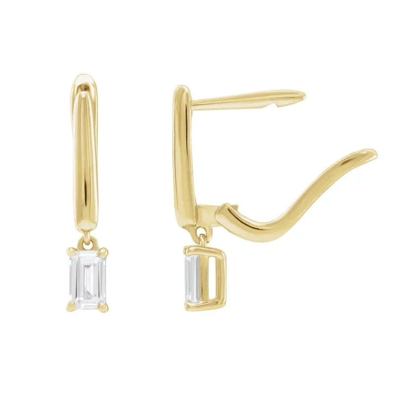 Emerald Cut Lab Diamond Dangle Earrings (3/4ctw)