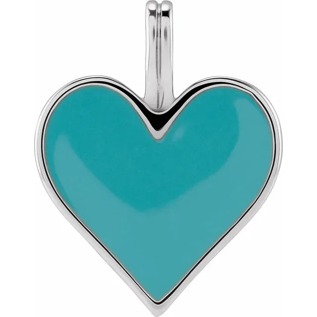 Light Turquoise Enamel Heart Pendant