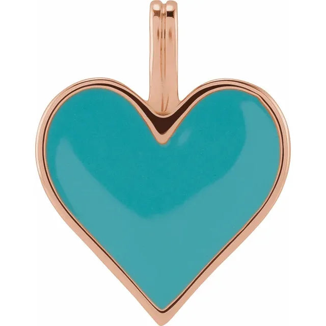 Light Turquoise Enamel Heart Pendant