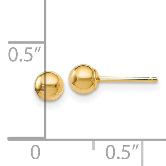 4mm Ball Post Stud Earrings - 14K Yellow Gold