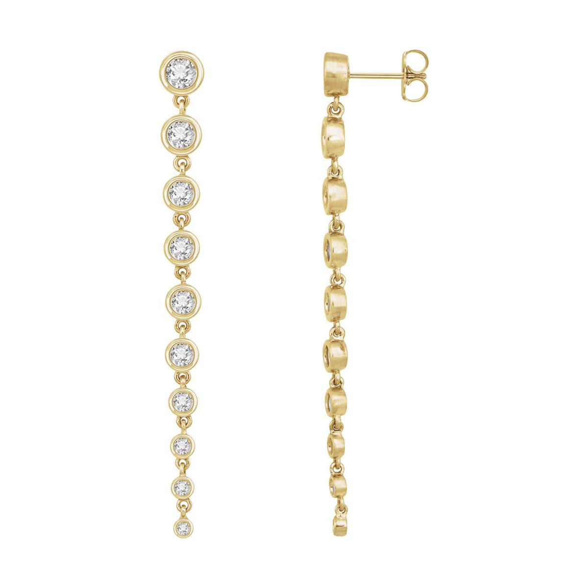 Bezel Set Lab Diamond Drop Dangle Earrings (2.00ctw)