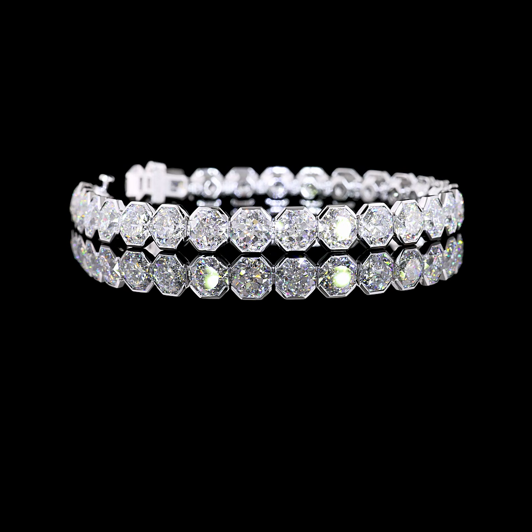 Octagon Nova Lab Grown Diamond Tennis Bracelet - 14K White Gold (29.74ctw)