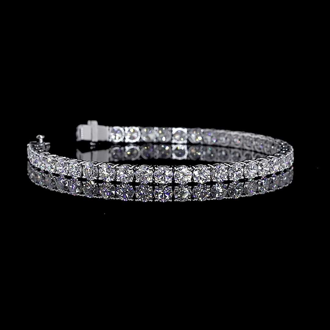 Round Brilliant Lab Grown Diamond Tennis Bracelet - 14K White Gold (9.88ctw)