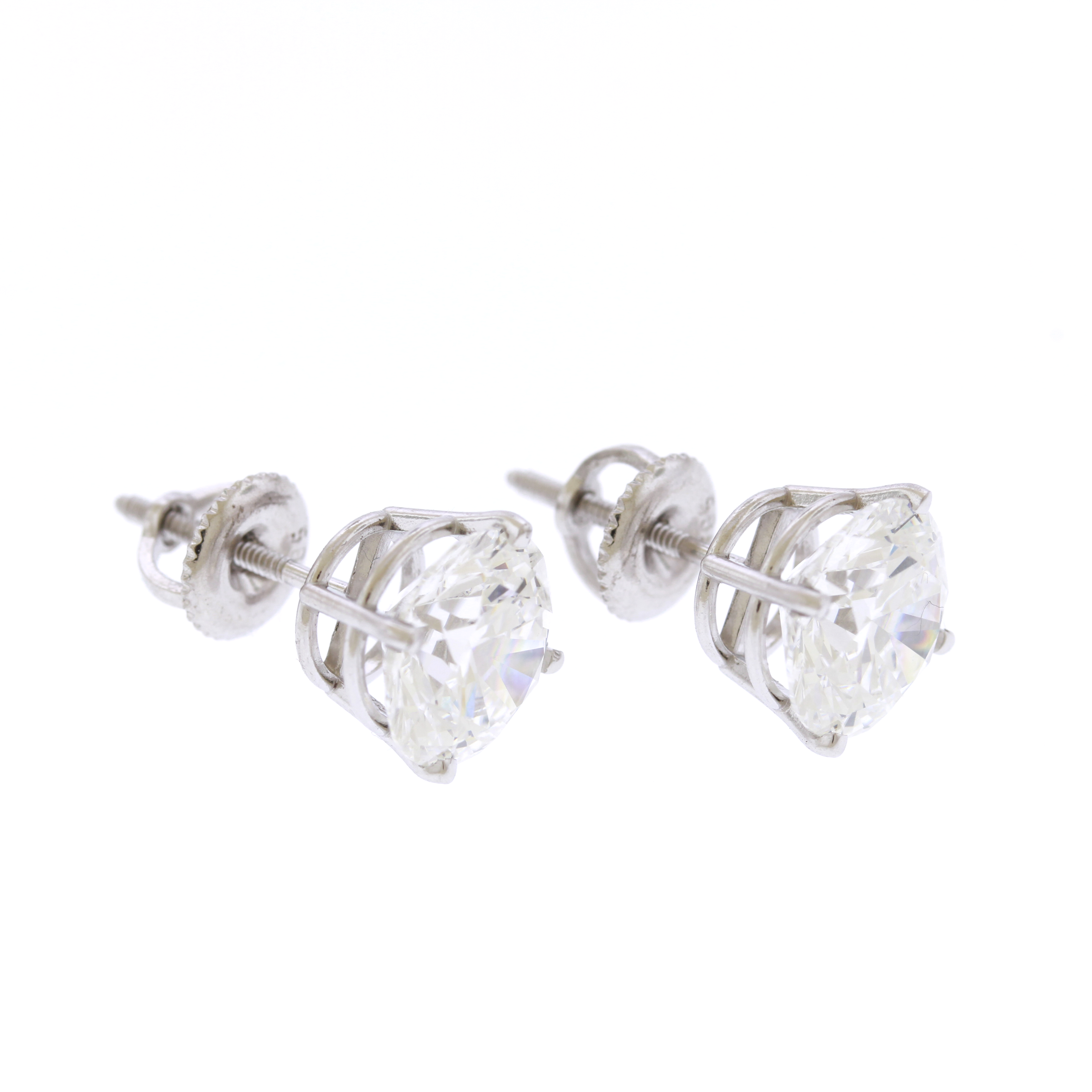 Round Brilliant GIA Certified Lab Diamond Stud Earrings - 14K White Gold (5.18ctw)