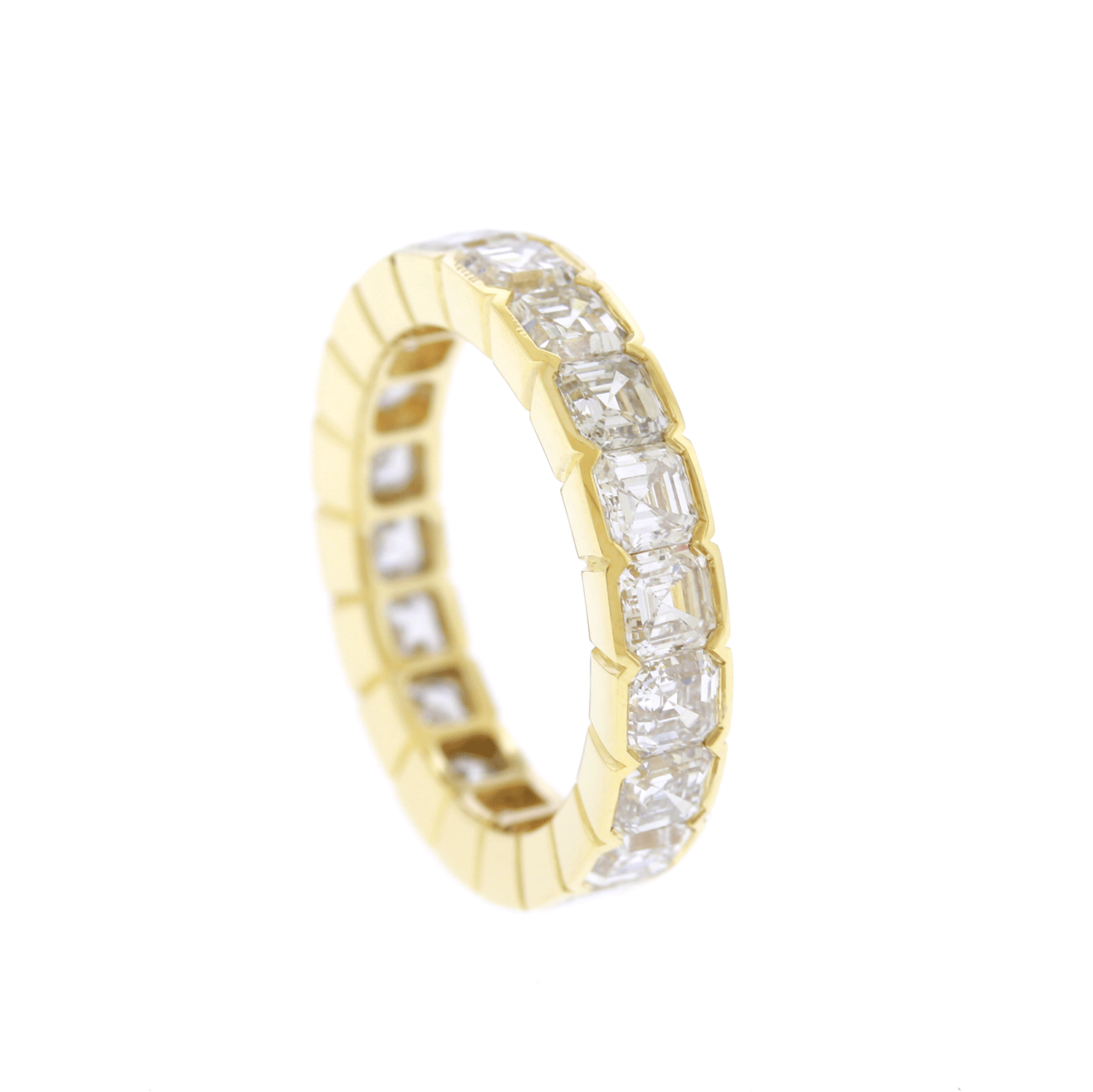 Anillo de eternidad con diamantes de laboratorio de talla Assher - Oro amarillo de 14 quilates (2,09 cts) 