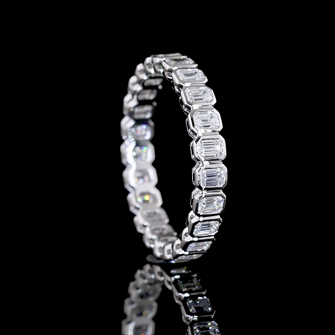 Emerald Cut Lab Diamond Eternity Band - 14K White Gold (0.98ctw)