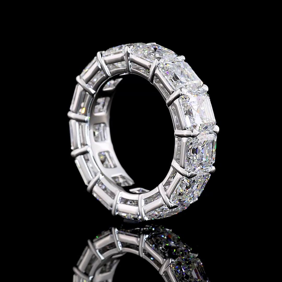 Asscher Cut Lab Diamond Eternity Band - 14K White Gold (13.09ctw)