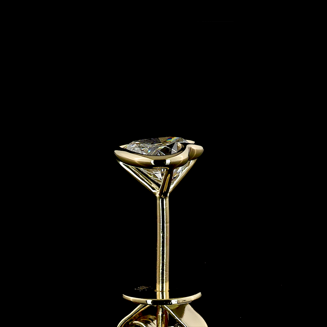 Heart Lab Grown Diamond Bezel Set Solitaire Earrings – 14K Yellow Gold