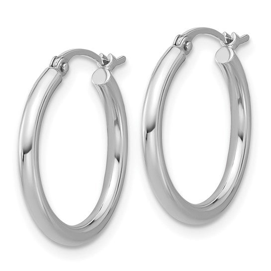 Platinum Polished 2x18.5mm Round Hoop Earrings