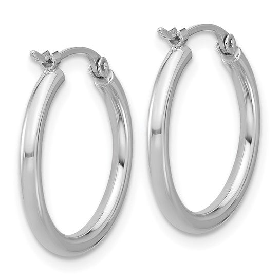 Platinum Polished 2x18.5mm Round Hoop Earrings