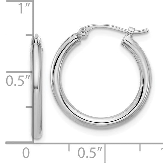 Platinum Polished 2x18.5mm Round Hoop Earrings