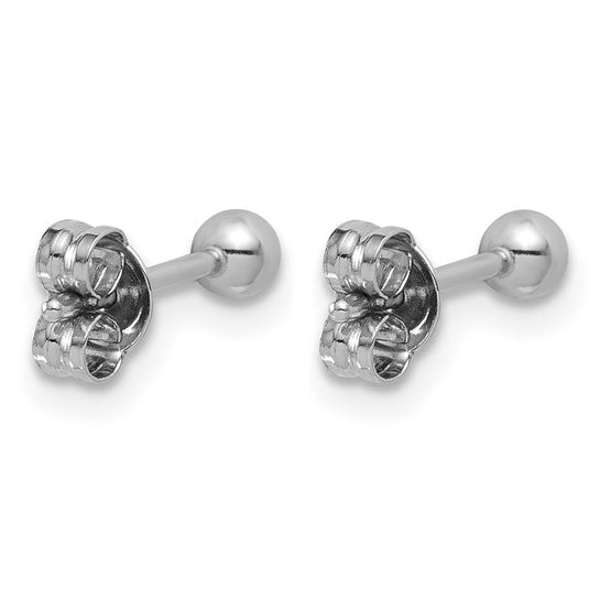 3mm Ball Post Stud Earrings - Platinum