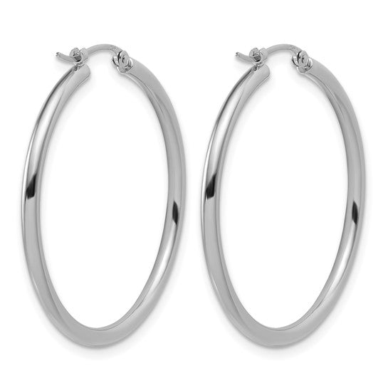 31mm Round Hoop Earrings - Platinum