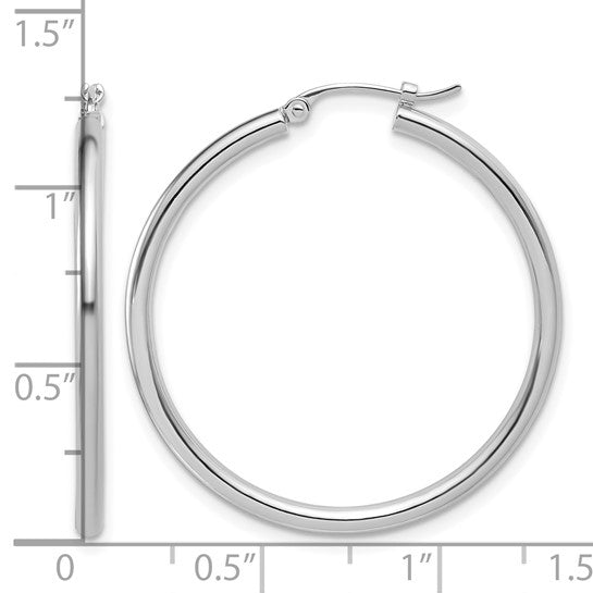 31mm Round Hoop Earrings - Platinum
