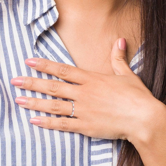 Pink Heart Enameled Stackable Ring - Sterling Silver