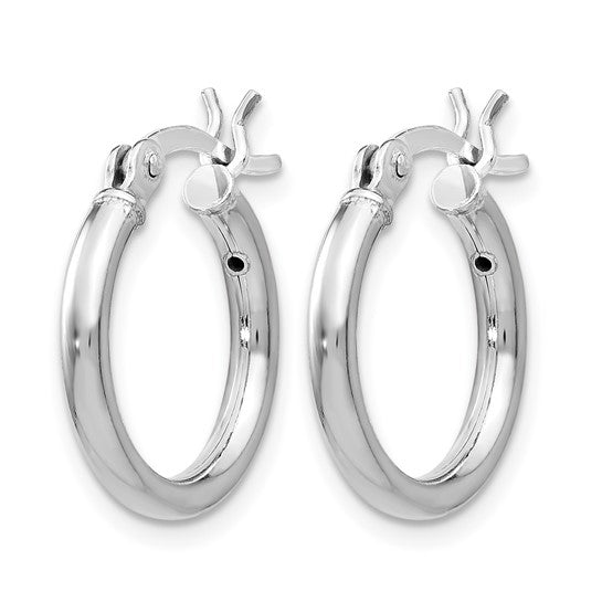 Sterling Silver Rhodium-Plated Polished Hinged Hoop Earrings