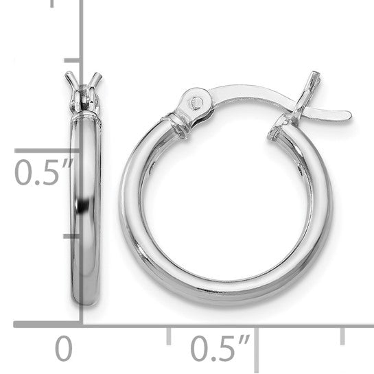 Sterling Silver Rhodium-Plated Polished Hinged Hoop Earrings