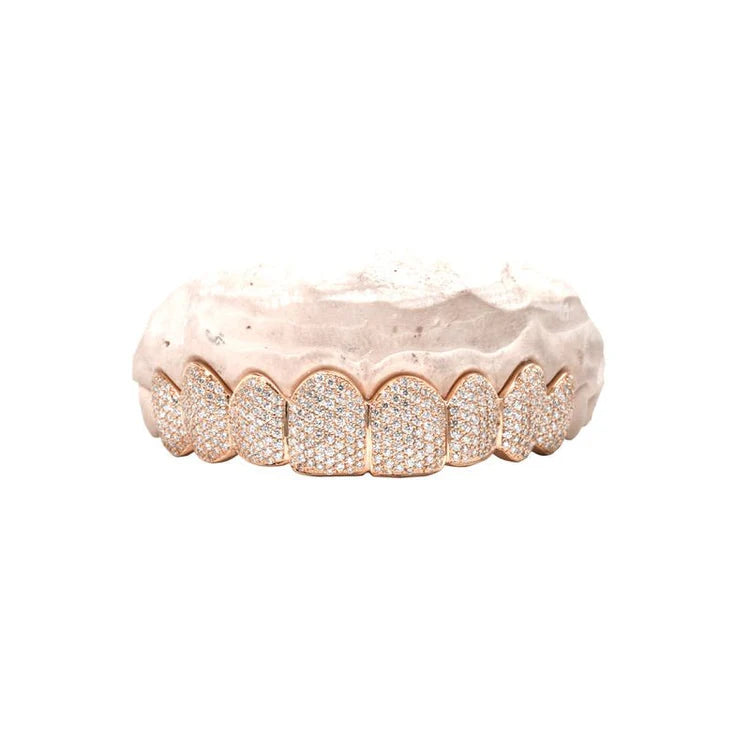 Grillz de diamantes cultivados en laboratorio con juego de pavé extraíble para dientes de oro superiores o inferiores 